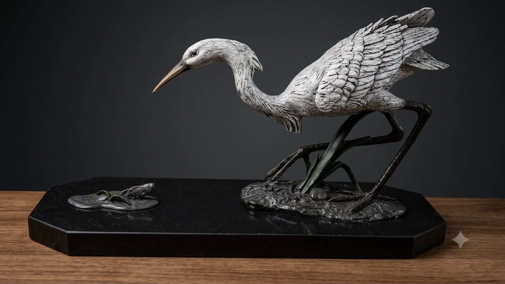 Bronze sculpture of "Egret Crane"